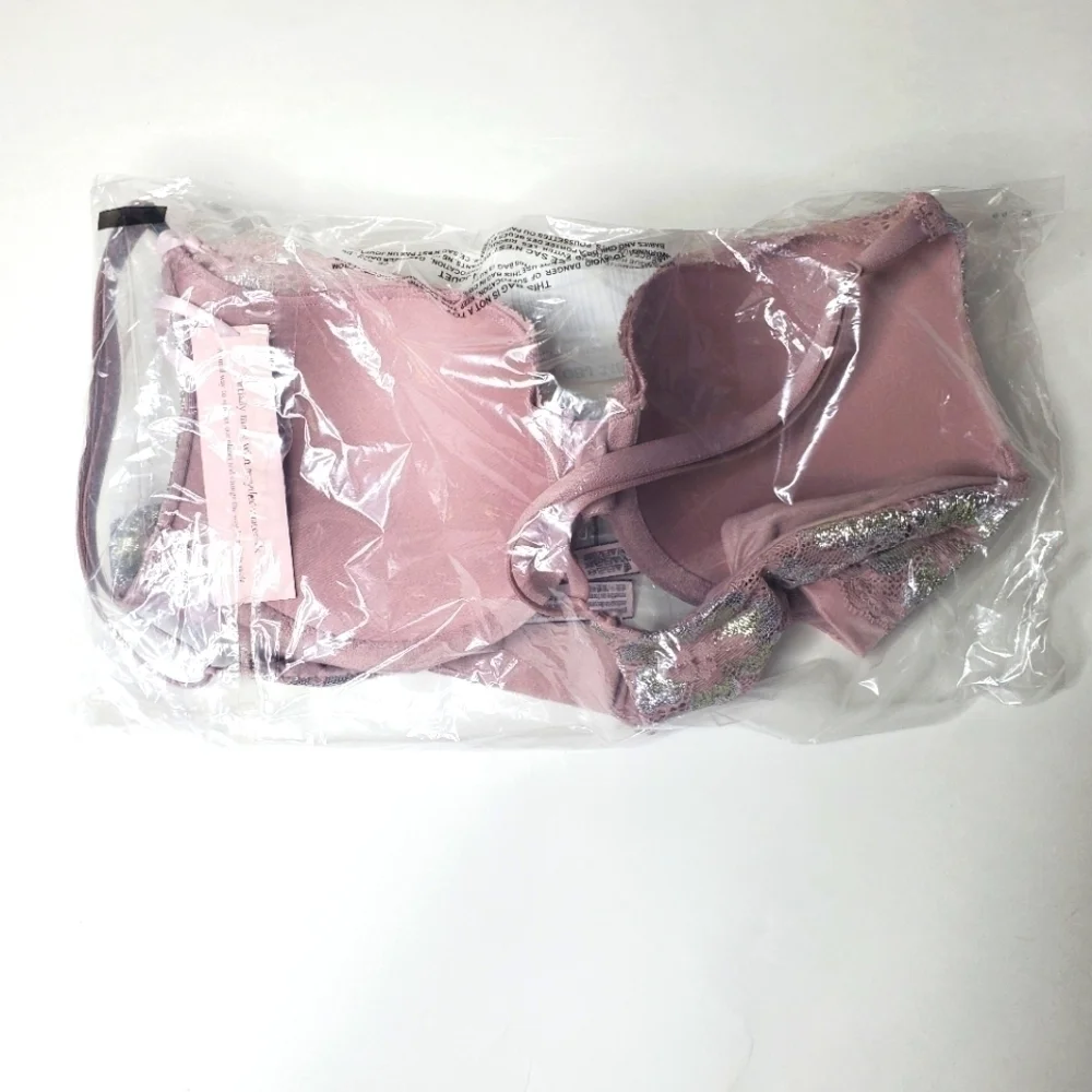 VICTORIA'S SECRET mauve shimmer lace push-Up perfect shape bra size 34B - Picture 6 of 6